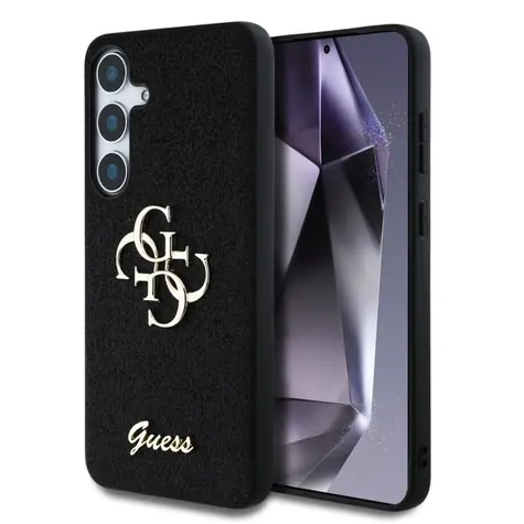 Guess PU Fixed Glitter 4G Metal Logo Zadní Kryt pro Samsung Galaxy S25+ černá