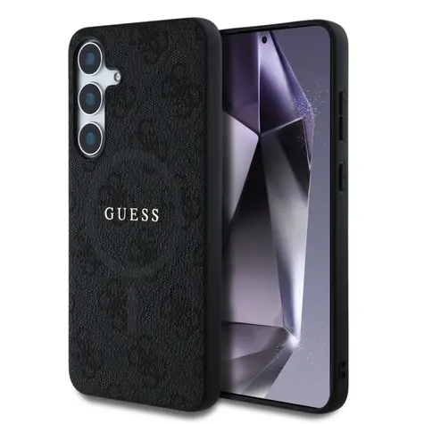 Guess PU Leather 4G Colored Ring MagSafe Zadní Kryt pro Samsung Galaxy S25 černá