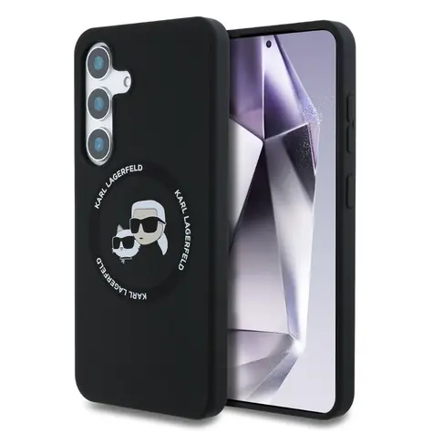 Karl Lagerfeld Liquid Silicone K&CH Heads MagSafe Zadní Kryt pro Samsung Galaxy S25 černá