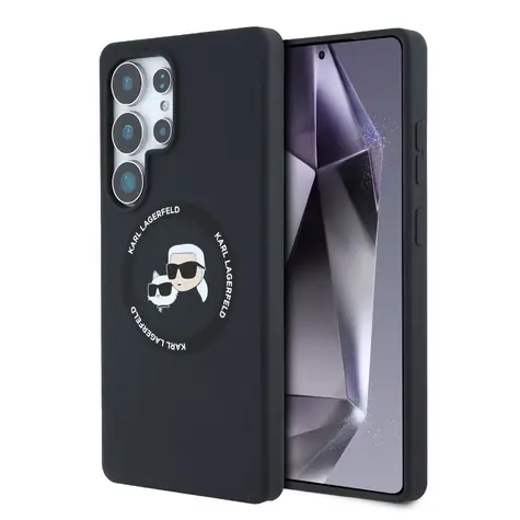 Karl Lagerfeld Liquid Silicone K&CH Heads MagSafe Zadní Kryt pro Samsung Galaxy S25 Ultra černá