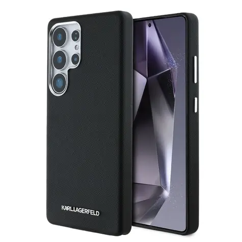 Karl Lagerfeld PU Saffiano Metal Logo and Frame Zadní Kryt pro Samsung Galaxy S25 Ultra černá