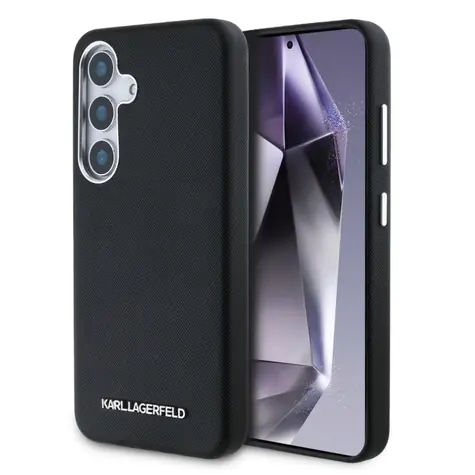 Karl Lagerfeld PU Saffiano Metal Logo and Frame Zadní Kryt pro Samsung Galaxy S25+ černá