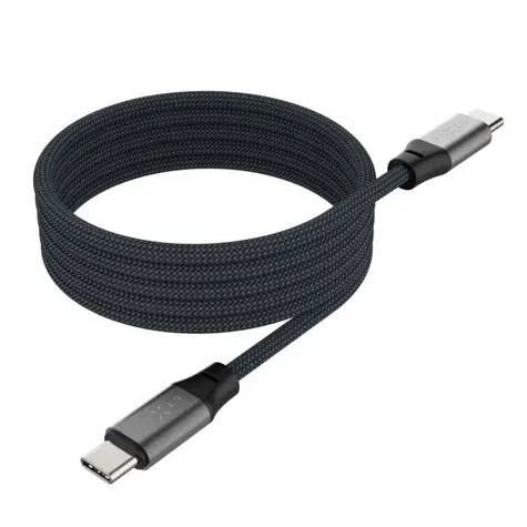FIXED Magnetický nabíjecí a datový opletený kabel s konektory USB-C/USB-C a podporou PD 1.2m USB 2.0 240W šedý