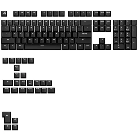 Glorious vyměnitelné klávesy GPBT Basics (ANSI US) - Classic Black / PBT / 133 ks / ANSI US layout / Cherry MX(+) 