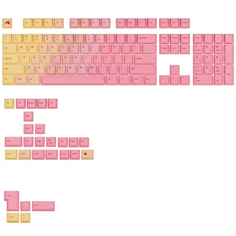 Glorious vyměnitelné klávesy GPBT Gradient (ANSI US) - Grapefruit / PBT / 131 ks / ANSI US layout / Cherry MX(+) 
