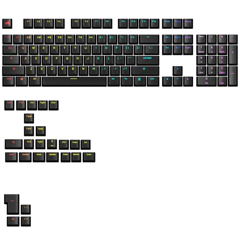 Glorious vyměnitelné klávesy GPBT Backlit (ANSI US) černá / PBT / 133 ks / ANSI US layout / Cherry MX(+) 