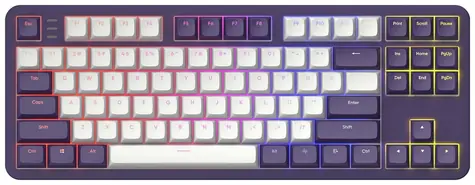 Dark Project ALU87A bílo-fialová / herní klávesnice / mechanická / spínače g3ms Sapphire mechanical / RGB / USB / 1.8m