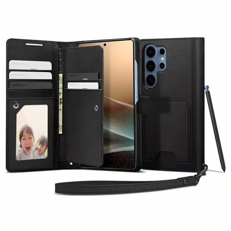 Spigen Wallet S ochranný kryt typu kniha pro Samsung Galaxy S25 Ultra black