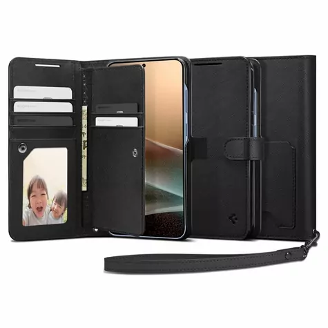 Spigen Wallet S ochranný kryt typu kniha pro Samsung Galaxy S25+ black