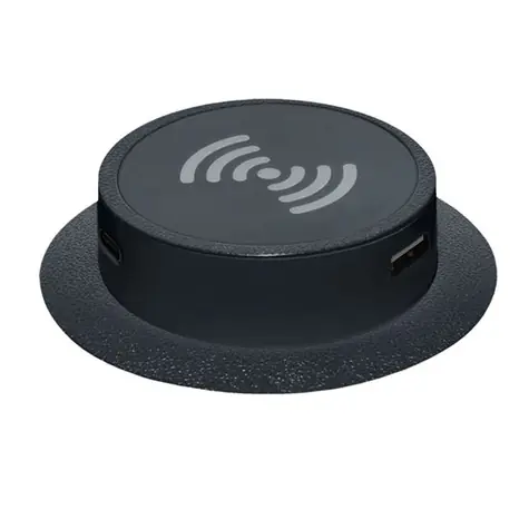 Solight DC64BW-PD20 Bezdrátová 15W + USB A+C 20W PD výsuvná nabíječka černá