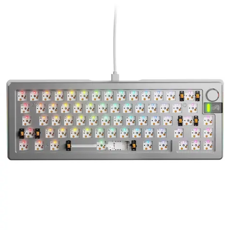 Glorious GMMK 3 Pro 65% barebone ANSI stříbrná / herní 65% TKL / USB-C / bez spínačů / ANSI layout / RGB / 1.4m