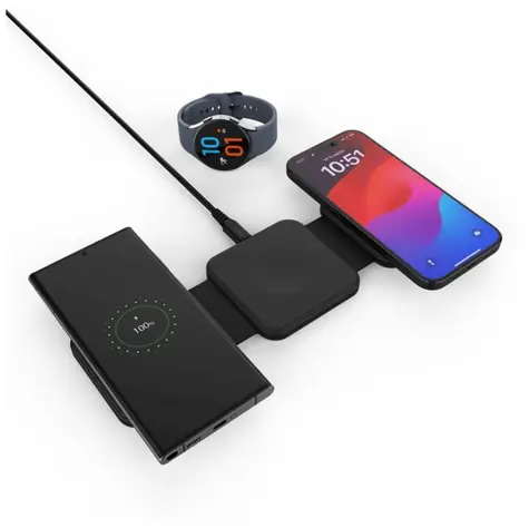 FIXED Bezdrátová skládací nabíječka 3v1 Flex for Samsung 15W+3W+15W černá