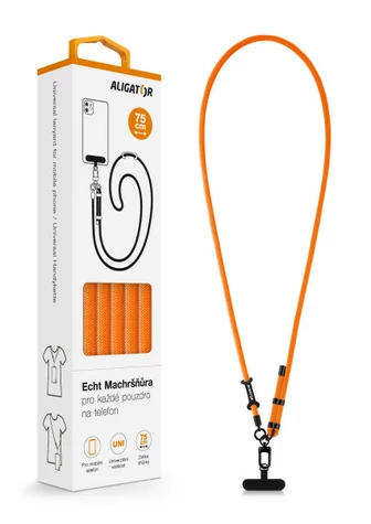 Aligator Echt Machršňůra / univerzální šňůrka pro mobilní telefon / neonově oranžová