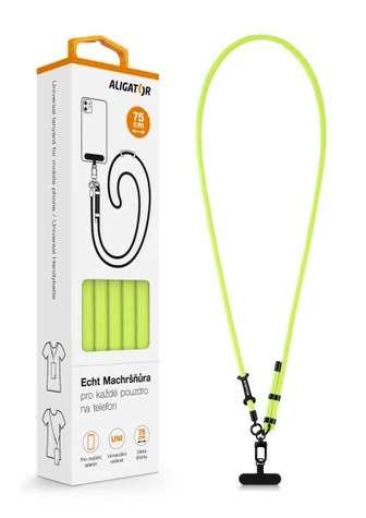 Aligator Echt Machršňůra / univerzální šňůrka pro mobilní telefon / neonově zelená