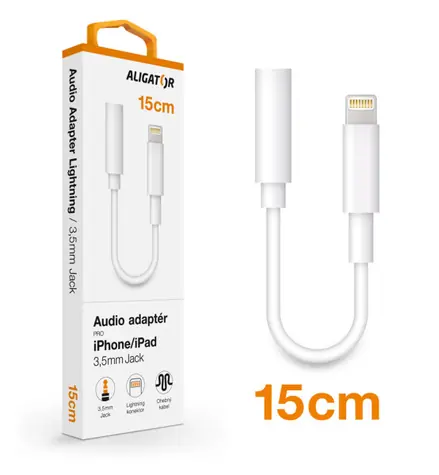 Aligator Audio adaptér Lightning / 3 / 5mm Jack / bílý