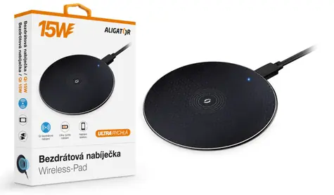 Aligator Bezdrátová nabíječka 15W / černá