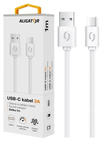 Aligator Datový kabel 2A USB-C 1m / bílý