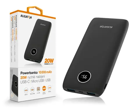 Aligator Power bank PD20W+QC22.5W / 10000mAh / černá