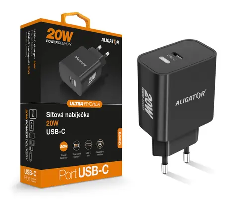 Aligator Rychlá nabíječka PD 20W USB-C / černá