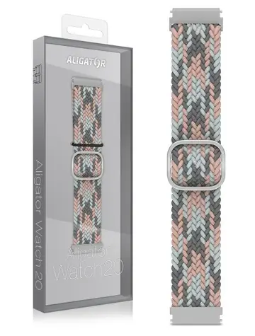 Aligator Řemínek textilní 20mm / růžovo-šedý