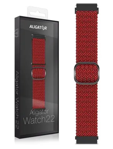 Aligator Řemínek textilní 22mm / černo-vínový