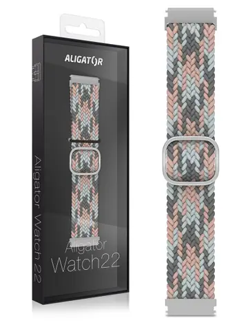 Aligator Řemínek textilní 22mm / růžovo-šedý