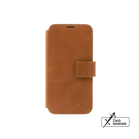 FIXED Kožené pouzdro typu kniha ProFit pro Apple iPhone 16e hnědé
