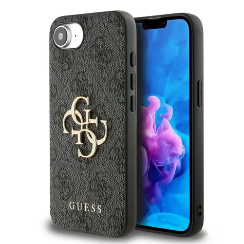 Guess PU 4G Metal Logo Zadní Kryt pro iPhone 16e šedá