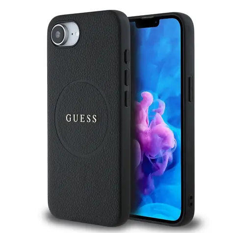 Guess PU Grained Classic Logo MagSafe Zadní Kryt pro iPhone 16e černá