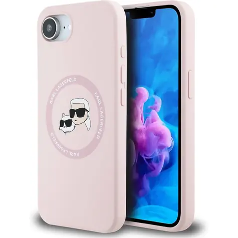 Karl Lagerfeld Liquid Silicone K&CH Heads MagSafe Zadní Kryt pro iPhone 16e růžová