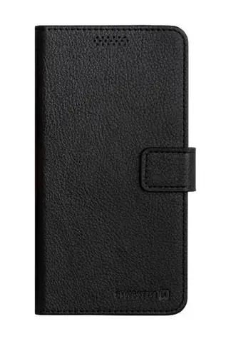 SWISSTEN LIBRO UNI BOOK II pouzdro L černá koženka / 150 x 71 mm