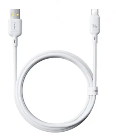 Baseus Silky (P10377703213-00) Rychlonabíjecí kabel USB-A/USB-C 100W 1m bílá