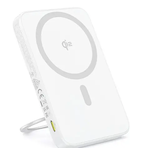 Baseus PicoGo Qi2 s otočným stojanem 5000mAh 20W bílá / Powerbanka / USB-C / Qi2 / Magsafe