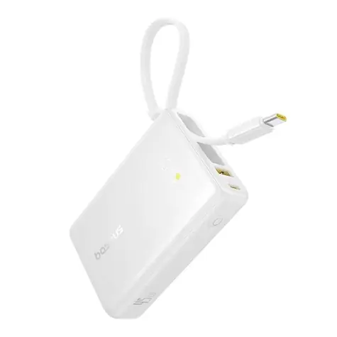 Baseus PicoGo 10000mAh 45W s int. kabelem USB-C bílá / Powerbanka / 2xUSB-C / 1xUSB-A