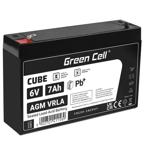 Green Cell VRLA AGM 6V | 2.1A | 7Ah