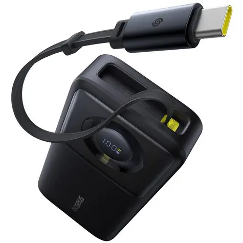 Baseus Free2Pull 20000mAh 65W s kabelem USB-C černá  / Powerbanka / 2xUSB-C