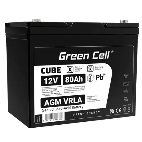 Green Cell AGM VRLA 12V 80Ah / pro sekačky | lodě | invalidní vozíky a koloběžky