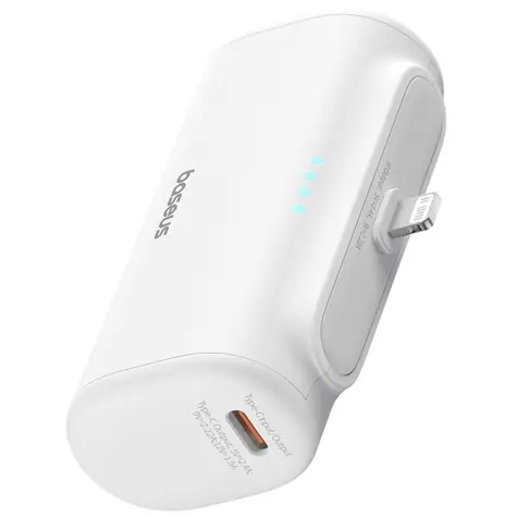 Baseus Compact 5000mAh 20W Lightning bílá / Powerbanka / 1x Lightning(M) / 1xUSB-C(F)