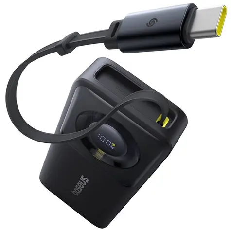 Baseus Free2Pull 10000mAh 30W s kabelem USB-C černá / Powerbanka / 2xUSB-C