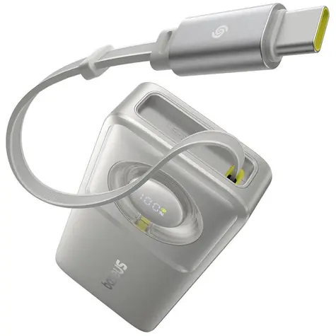 Baseus Free2Pull 10000mAh 30W s kabelem USB-C šedá / Powerbanka / 2xUSB-C