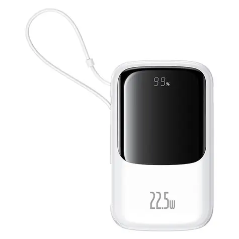 Baseus Qpow Pro+ 10000mAh 22.5W s kabelem USB-C bílá / Powerbanka / 2xUSB-C / 1xUSB-A