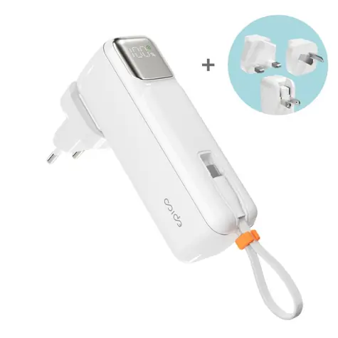Epico UltraPack 2in1 5000mAh cestovní powerbanka a síťový adaptér ET30 bílá