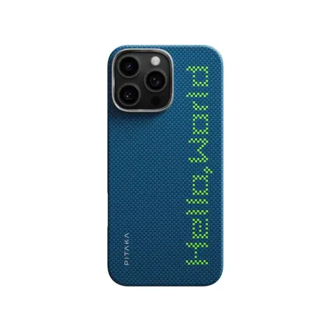 Pitaka Tactile Woven Case Hello World ochranný kryt pro iPhone 16 Pro Max modrá