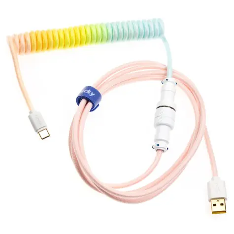 Ducky Premicord Cotton Candy Coiled Cable / USB-C - USB-A / 1.8m