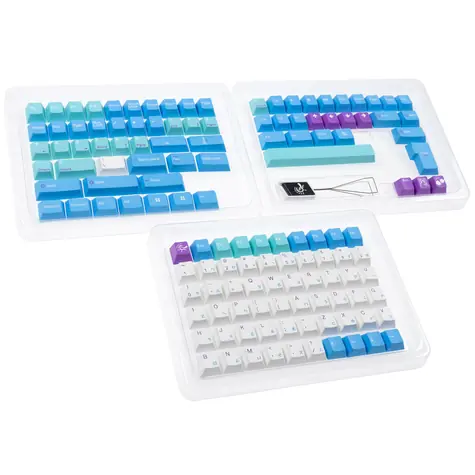 Ducky x MK Frozen Llama Keycap Set / PBT / US Layout / modrá / 108 kláves