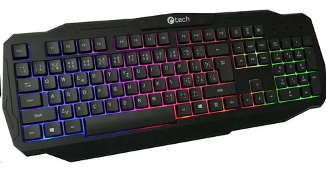 C-TECH Arcus černá / Herní klávesnice / membránová / RGB / USB-A / CZ/SK layout
