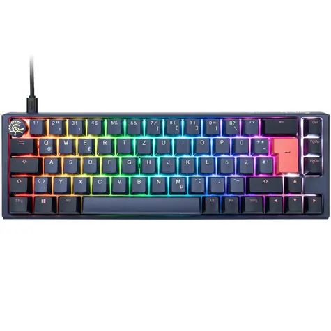 Ducky One 3 Cherry MX-Red modrá / herní klávesnice / podsvícená / mechanická / drátová USB-C / DE