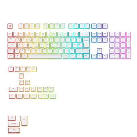Glorious Aura V3 Keycaps 131 ks bílá / Klávesy pro klávesnice GMMK / 131 kláves / ISO Layout / PBT / Doubleshot / DE