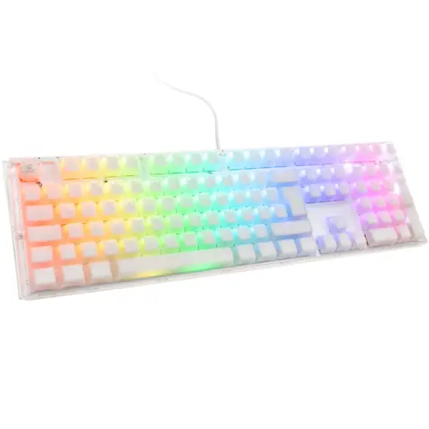 Ducky One 3 Aura Cherry MX-Blue bílá / herní klávesnice / podsvícená / mechanická / drátová USB-C / DE