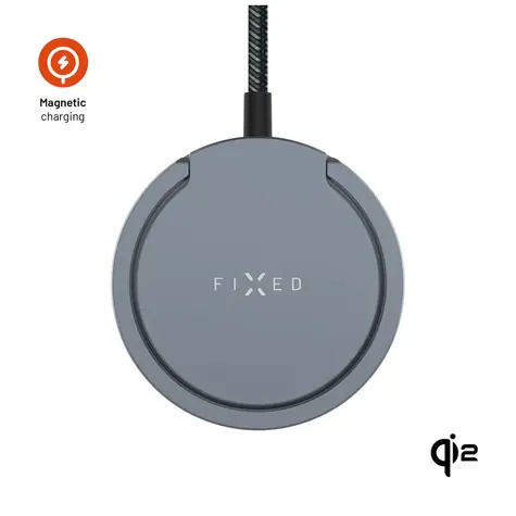 FIXED Bezdrátová nabíječka MagPad Pro s Qi2 podporou MagSafe a stojánkem 15W šedá